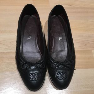 Chanel Black quilted Ballet Flats Calfskin 37.5(7)